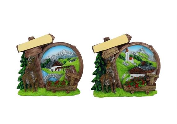 Magnet Sommerlandschaft mit Steinbock und Wegweisern, 2 assortiert