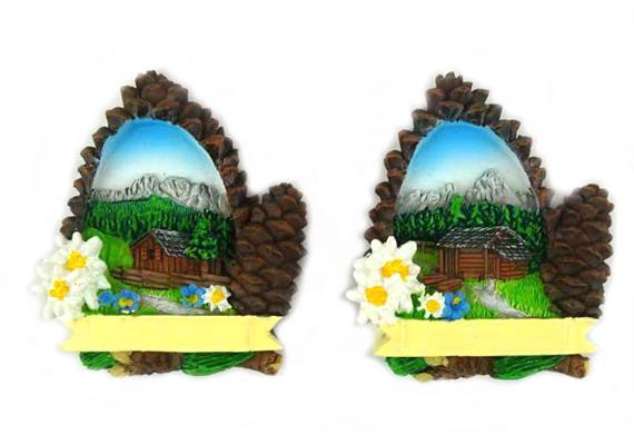 Magnet Sommerlandschaft mit Tannzapfen, 2 assortiert