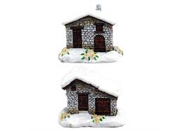 Magnet Steinhaus Winter mit Edelweiss, 2 assortiert