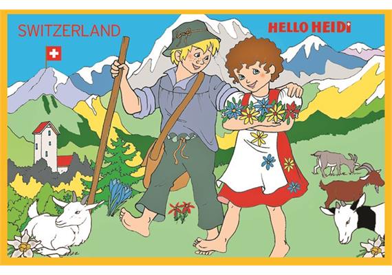 Magnet Titelbild aus Heidi Malbuch: Heidi und Peter auf der Alp, 7.5 cm x 5 cm