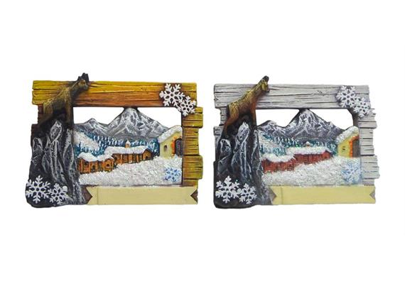 Magnet Winter Bild mit Steinbock, Berge, Schnee, 2 assortiert