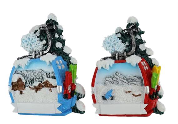 Magnet Winter Gondel mit Ski, 2 assortiert