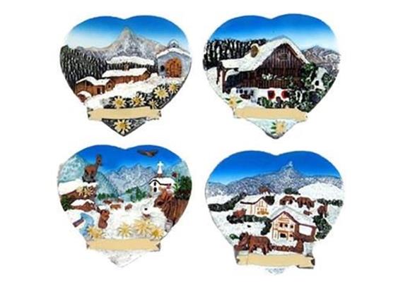 Magnet Winter Herz, 4 assortiert