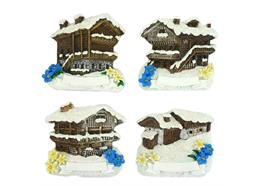 Magnet Winter Holzhäuser, 4 assortiert
