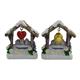 Magnet Winter Holzhütte mit Glocke oder Herz, 2 assortiert