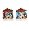 Magnet Winter Hütte mit Husky, Schlitten und Ski, 2 assortiert