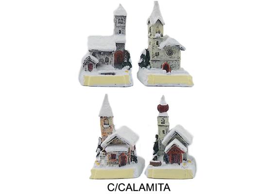 Magnet Winter Kirche, 4 assortiert