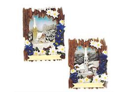 Magnet Winter Kirche mit Blumen, 2 assortiert