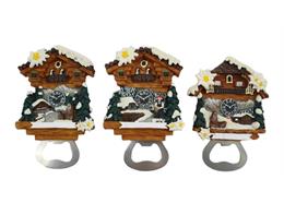 Magnet Winter Kuckucksuhr mit Flaschenöffner, 3 assortiert