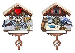 Magnet Winter Kuckucksuhr mit Pendel, 2 assortiert