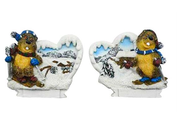 Magnet Winter mit Murmeltier 2 assortiert