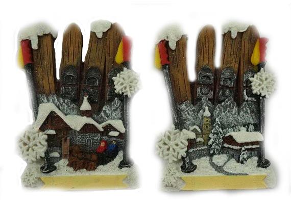 Magnet Winter Ski mit Berge, 2 assortiert