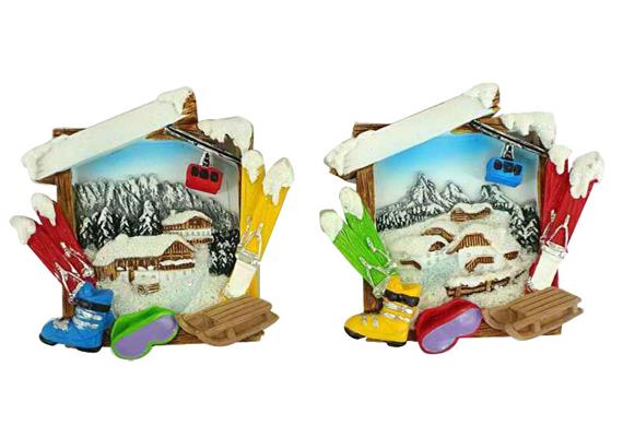 Magnet Winter Ski, Schuhe, Kabine, Schlitten, 2 assortiert