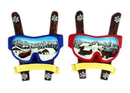 Magnet Winter Skibrille mit Holzski, rot/blau, 2 assortiert