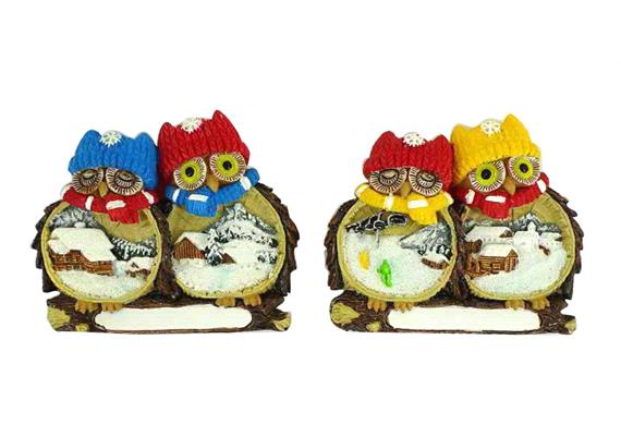 Magnet Winter zwei Eulen, 2 assortiert