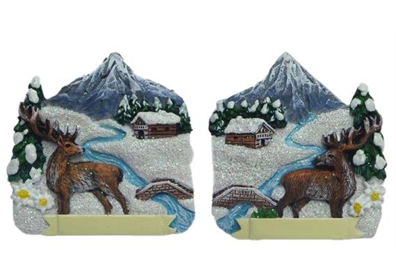 Magnet Winterbergland mit Hirsch, 2 assortiert