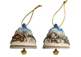 Magnet Winterlandfschaft mit Glocke und Wolf, 2 assortiert