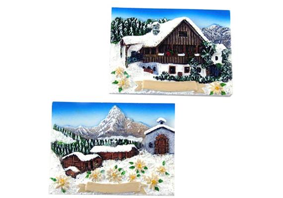 Magnet Winterlandschaft Almhütte, 2 assortiert