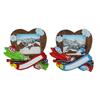 Magnet Winterlandschaft auf Holzherz mit Ski, 2 assortiert