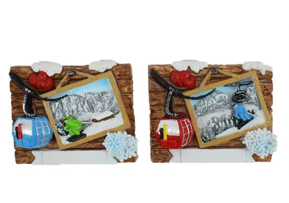 Magnet Winterlandschaft auf Karte mit Gondel, 2 assortiert