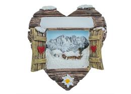 Magnet Winterlandschaft Herzform und Holzladen