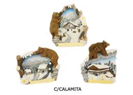 Magnet Winterlandschaft mit Bär, 3 assortiert