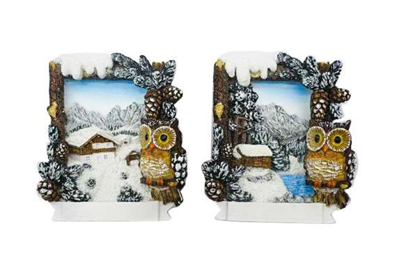 Magnet Winterlandschaft mit Eule, 2 assortiert