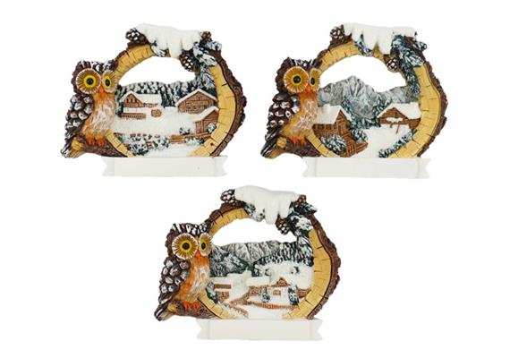 Magnet Winterlandschaft mit Eule, 3 assoriert