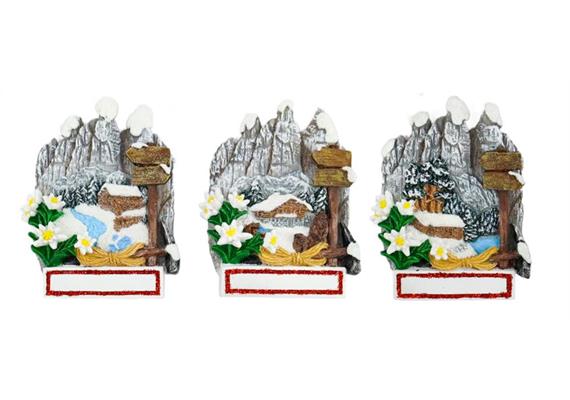 Magnet Winterlandschaft mit Felsen, 3 assortiert