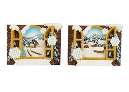 Magnet Winterlandschaft mit Fenster, 2 assortiert