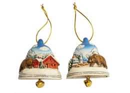 Magnet Winterlandschaft mit Glocke und Winterbär, 2 assortiert