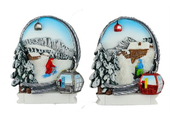 Magnet Winterlandschaft mit Ski Piste und Gondel, 2 assortiert
