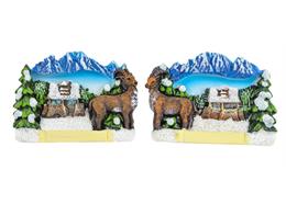Magnet Winterlandschaft mit Steinbock und Tanne, 2 assortiert