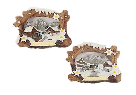 Magnet Winterwege mit Holz Rahmen, 2 assortiert
