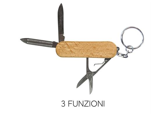 Mehrzweckmesser Buche mit Schlüsselanhänger, mit Crans Montana Gravur