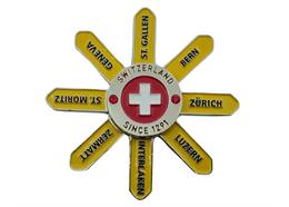 Metall Magnet drehend mit Wegweiser gelb, 7cm