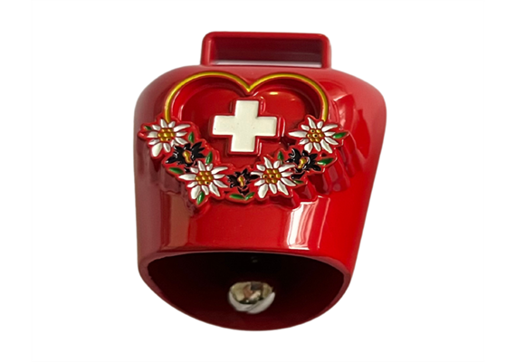 Metall Magnet Glocke Herz Schweizerkreuz mit Edelweiss