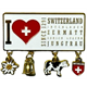 Metall Magnet I love Switzerland, Since 1291 mit Charms, gold