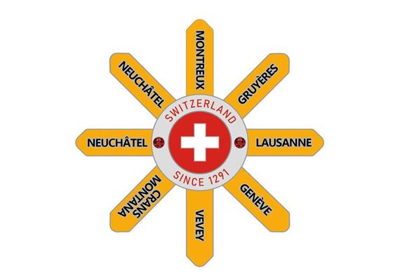 Metall Magnet rotierend mit Wegweiser Westschweiz, 7cm