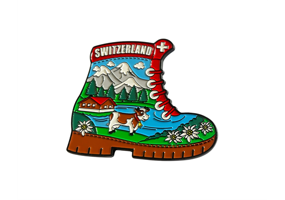 Metall Magnet Wanderschuh Switzerland