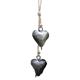 Metallglocke 2 Herzen mit Edelweiss 4,5 x 25,0 cm