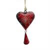 Metallglocke rot mit Herz, klein, 18 x 10 cm