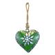 Metallherz grün mit Edelweiss zum aufhängen, 8 x 8 x 2cm