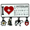 Metallic Magnet I love Switzerland, Sinc 1291 mit Charms, schwarz