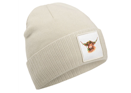 Mütze Blumenhochlandrind sand beige