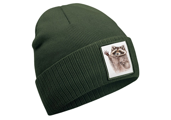 Mütze Waschbär olive grün