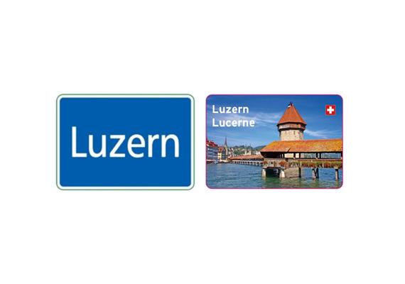 Ortstafel Luzern mit Kapellbrücke