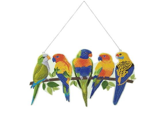 Papageien-Paradies, Crystal Art hängende Wanddekoration
