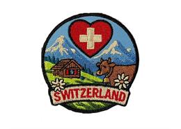 Patch zum Aufbügeln, Alpenlandschaft Switzerland, rund 6cm