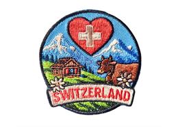 Patch zum Aufbügeln, Alpenlandschaft Switzerland, rund 6cm